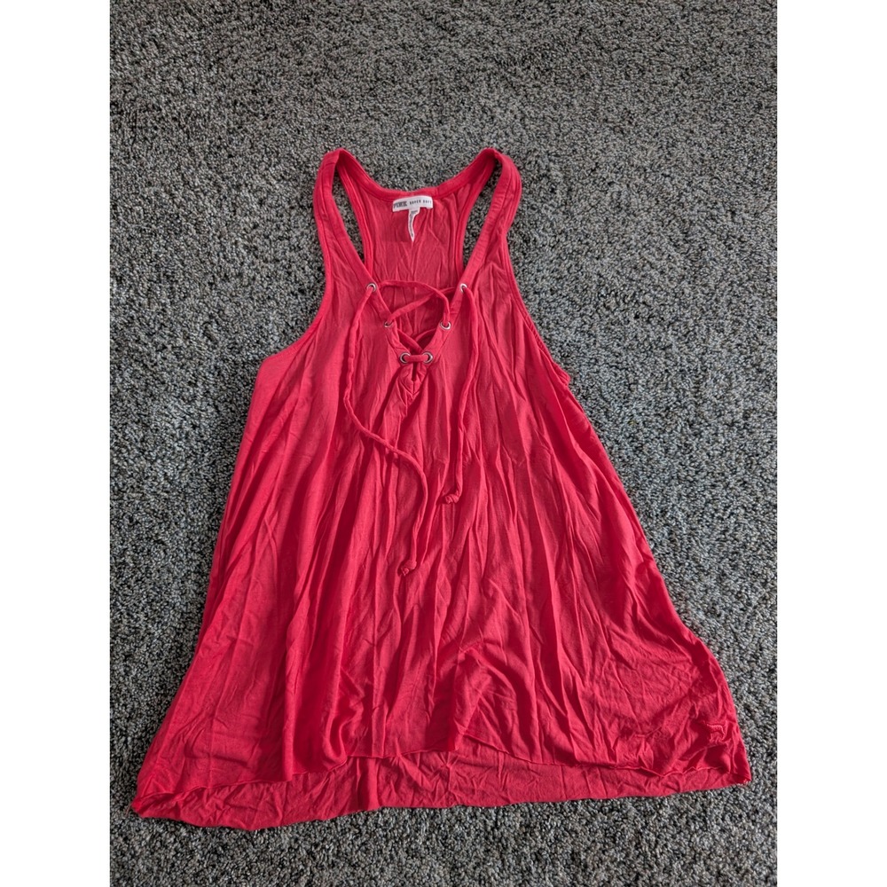 PINK by‎ Victoria's Secret Super Soft Racerback Lace Up Tank Top Coral XS